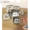Hũ inox đựng topping, gia vị , hộp inox đựng thạch có nắp hình vuông chất liệu inox 304 cao cấp