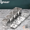 Hũ inox đựng topping, gia vị , hộp inox đựng thạch có nắp hình vuông chất liệu inox 304 cao cấp