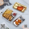 Khay đựng đồ ăn vặt bằng inox có kèm ngăn đựng nước chấm với nhiều kiểu dáng khác nhau