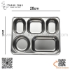 KHAY CƠM INOX 5 NGĂN SÂU LÒNG 22x28cm