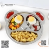 Khay cơm inox hình con gấu, khay ăn dặm bằng inox 304 cho trẻ em