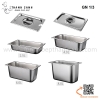 Khay inox GN 1/3, khay buffet, Khay inox có nắp đậy chuyên dụng trong bếp ăn nhiều độ sâu khác nhau