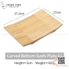 Khay gỗ vành cong cách điệu bày sushi sashimi