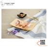 Khay gỗ vành cong cách điệu bày sushi sashimi