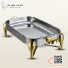 Khay hấp cầy inox hình chữ nhật, khay hấp thịt thú rừng màu vàng , màu bạc