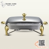 Khay hấp cầy inox hình chữ nhật, khay hấp thịt thú rừng màu vàng , màu bạc