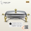 Khay hấp cầy inox hình chữ nhật, khay hấp thịt thú rừng màu vàng , màu bạc