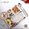 Khay cơm inox 6 ngăn tiện lợi có chỗ để thìa size 27x38cm
