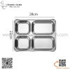 Khay cơm inox 4 ngăn sâu lòng 22x28cm, nắp nhựa hoặc nắp inox