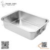 Khay inox chữ nhật có quai cầm hai bên và nắp đậy - nhiều size to nhỏ và độ sâu khác nhau