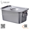 Khay inox chữ nhật có quai cầm hai bên và nắp đậy - nhiều size to nhỏ và độ sâu khác nhau