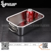 Khay inox chữ nhật có quai cầm hai bên và nắp đậy - nhiều size to nhỏ và độ sâu khác nhau