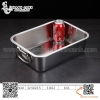 Khay inox chữ nhật có quai cầm hai bên và nắp đậy - nhiều size to nhỏ và độ sâu khác nhau