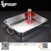 Khay inox chữ nhật có quai cầm hai bên và nắp đậy - nhiều size to nhỏ và độ sâu khác nhau