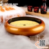 Khay bày gỏi cá hồi, đồ sống sashimi, sushi màu vàng dáng khum đặc trưng phong cách Nhật
