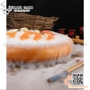 Khay bày gỏi cá hồi, đồ sống sashimi, sushi màu vàng dáng khum đặc trưng phong cách Nhật