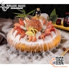 Khay bày gỏi cá hồi, đồ sống sashimi, sushi màu vàng dáng khum đặc trưng phong cách Nhật