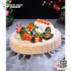 Khay bày sushi hình bầu dục vân gỗ, chất liệu nhựa ABS giả gỗ sang trọng, lịch sự, độc đáo