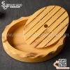 Khay bày sushi hình bầu dục vân gỗ, chất liệu nhựa ABS giả gỗ sang trọng, lịch sự, độc đáo