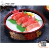 Khay sơn mài đỏ đen bày Sushi, Sashimi hình tròn hoa văn hoa cúc Nhật Bản