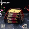 Khay nhựa sơn mài chuyên dụng bày Sushi , Sashimi, Cá sống màu đỏ đen hoa cúc phong cách Nhật