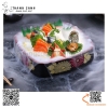 Khay nhựa sơn mài chuyên dụng bày Sushi , Sashimi, Cá sống màu đỏ đen hoa cúc phong cách Nhật