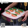 Khay nhựa sơn mài chuyên dụng bày Sushi , Sashimi, Cá sống màu đỏ đen hoa cúc phong cách Nhật