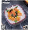 Khay nhựa sơn mài chuyên dụng bày Sushi , Sashimi, Cá sống màu đỏ đen hoa cúc phong cách Nhật