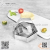 Khuôn salad bằng inox hình lục lăng, khuôn ring 6 cạnh hàng dày