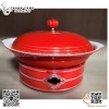 Bộ nồi hấp gang chống dính có nắp, nồi hấp màu đỏ và đen với nhiều kích thước