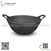 Nồi lẩu gang đen hai quai nắp gỗ, nồi lẩu gang nhà hàng phong cách Nhật