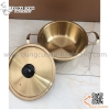 Nồi inox Hàn Quốc màu vàng, nồi inox mỳ cay màu vàng 5 kích thước khác nhau có nắp và hai quai cầm