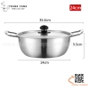Nồi inox nấu mì các món soup món hải sản kèm nắp đậy màu bạc