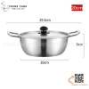 Nồi inox nấu mì các món soup món hải sản kèm nắp đậy màu bạc