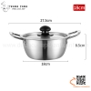 Nồi inox nấu mì các món soup món hải sản kèm nắp đậy màu bạc