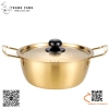 Nồi inox Hàn Quốc màu vàng, nồi inox mỳ cay màu vàng 5 kích thước khác nhau có nắp và hai quai cầm