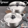 Nồi inox nấu mì các món soup món hải sản kèm nắp đậy màu bạc