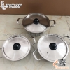 Nồi inox nấu mì các món soup món hải sản kèm nắp đậy màu bạc