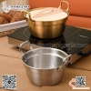 Nồi mì nắp gỗ chất liệu inox 304 cao cấp MÀU BẠC , nồi inox Hàn Quốc