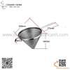 Phễu inox hình nón dạng đục lỗ tay cầm inox chuyên dụng để lọc sốt, thích hợp mô hình nhà hàng Âu