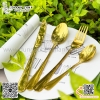 Bộ dao muỗng nĩa cao cấp mạ vàng sang trọng, bộ dao thìa dĩa inox màu vàng kiểu Ý cao cấp độc đáo