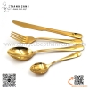 Bộ dao muỗng nĩa cao cấp mạ vàng sang trọng, bộ dao thìa dĩa inox màu vàng kiểu Ý cao cấp độc đáo