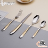 Set dao muỗng nĩa STAR DIAMOND chất liệu inox 304 cao cấp, thân phủ vàng cách điệu