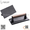 Dụng cụ ép thịt bằng gang, ép thịt gang cầm tay cán gỗ hình tròn và hình chữ nhật
