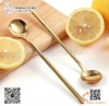 Thìa cafe, muỗng cafe màu vàng miệng tròn thân phủ tráng mờ cách điệu