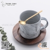 Thìa cafe, muỗng cafe màu vàng miệng tròn thân phủ tráng mờ cách điệu