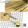 Thìa Đũa inox Hàn Quốc màu vàng, thân dẹt, Thìa inox, muỗng inox cán dẹt màu đồng, Đũa inox đặc màu vàng