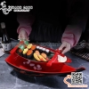 Thuyền đỏ đen sơn mài chất liệu nhựa ABS cao cấp, thuyền bày gỏi cá hồi, sushi, sashimi phong cách Nhật Bản