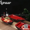 Thuyền đỏ đen sơn mài chất liệu nhựa ABS cao cấp, thuyền bày gỏi cá hồi, sushi, sashimi phong cách Nhật Bản