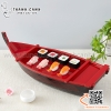 Thuyền đỏ đen sơn mài chất liệu nhựa ABS cao cấp, thuyền bày gỏi cá hồi, sushi, sashimi phong cách Nhật Bản